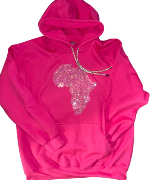 Pink AB Rhinestone Africa Hoodie